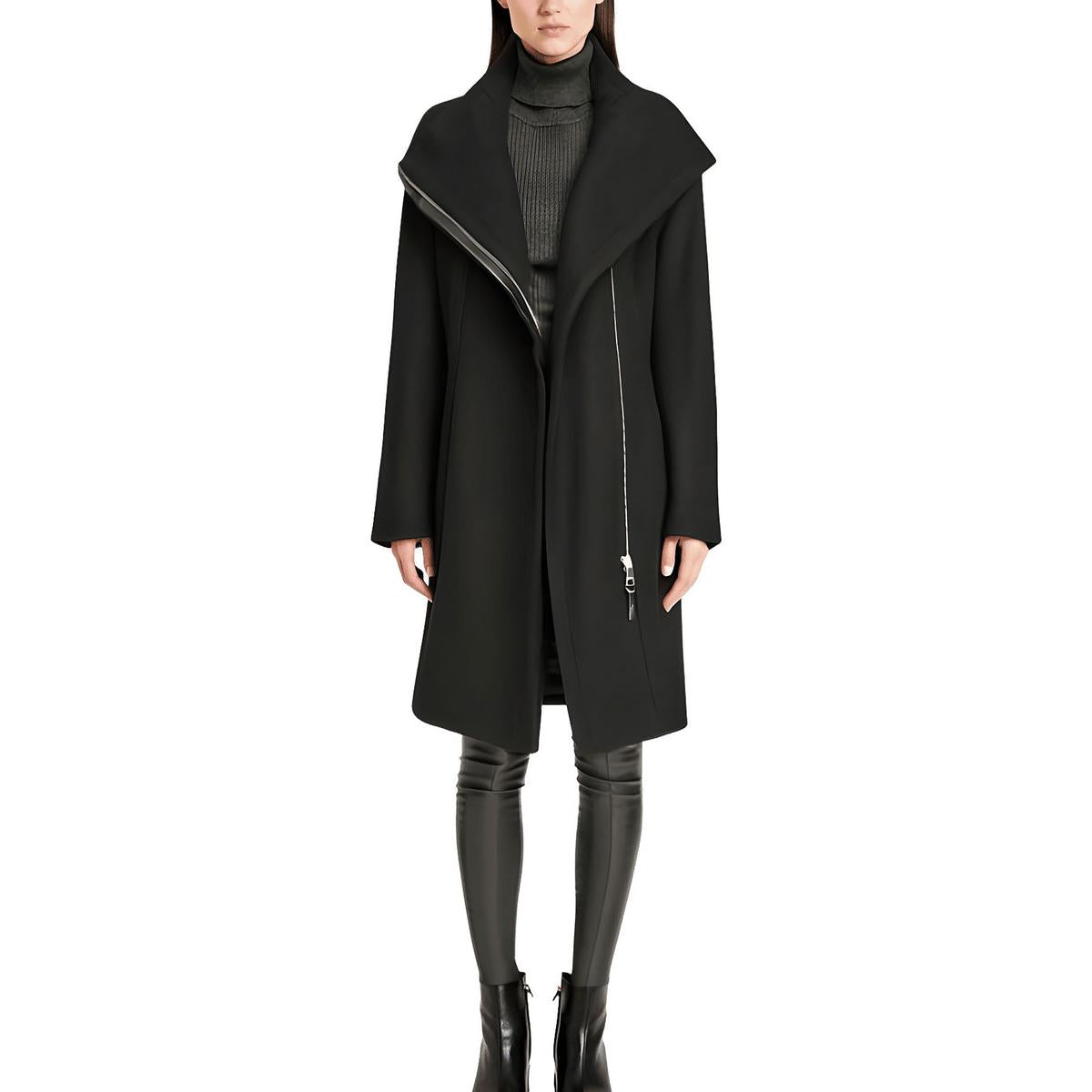 Asymmetric Midi Wool Coat