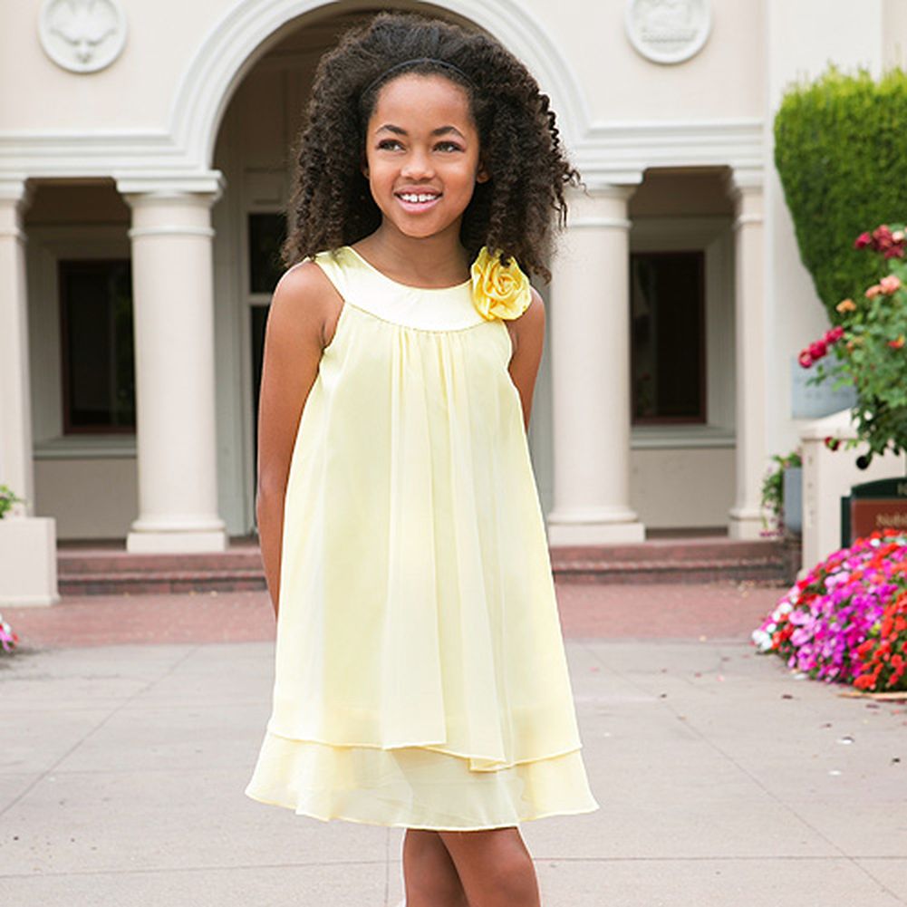 Girls Multi Color Chiffon A Line Flower Girl Dress 2-14