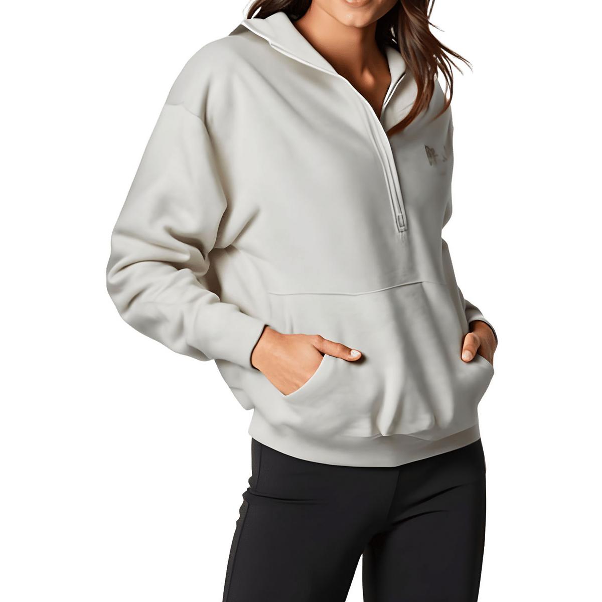 Pocket Cotton 3/4 Zip Pullover