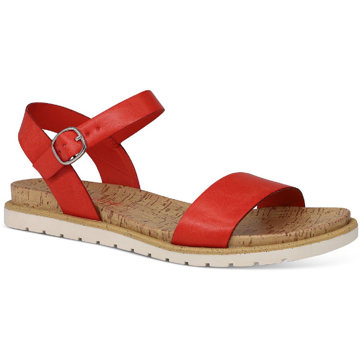 Mattie Faux Leather Open Toe Flats