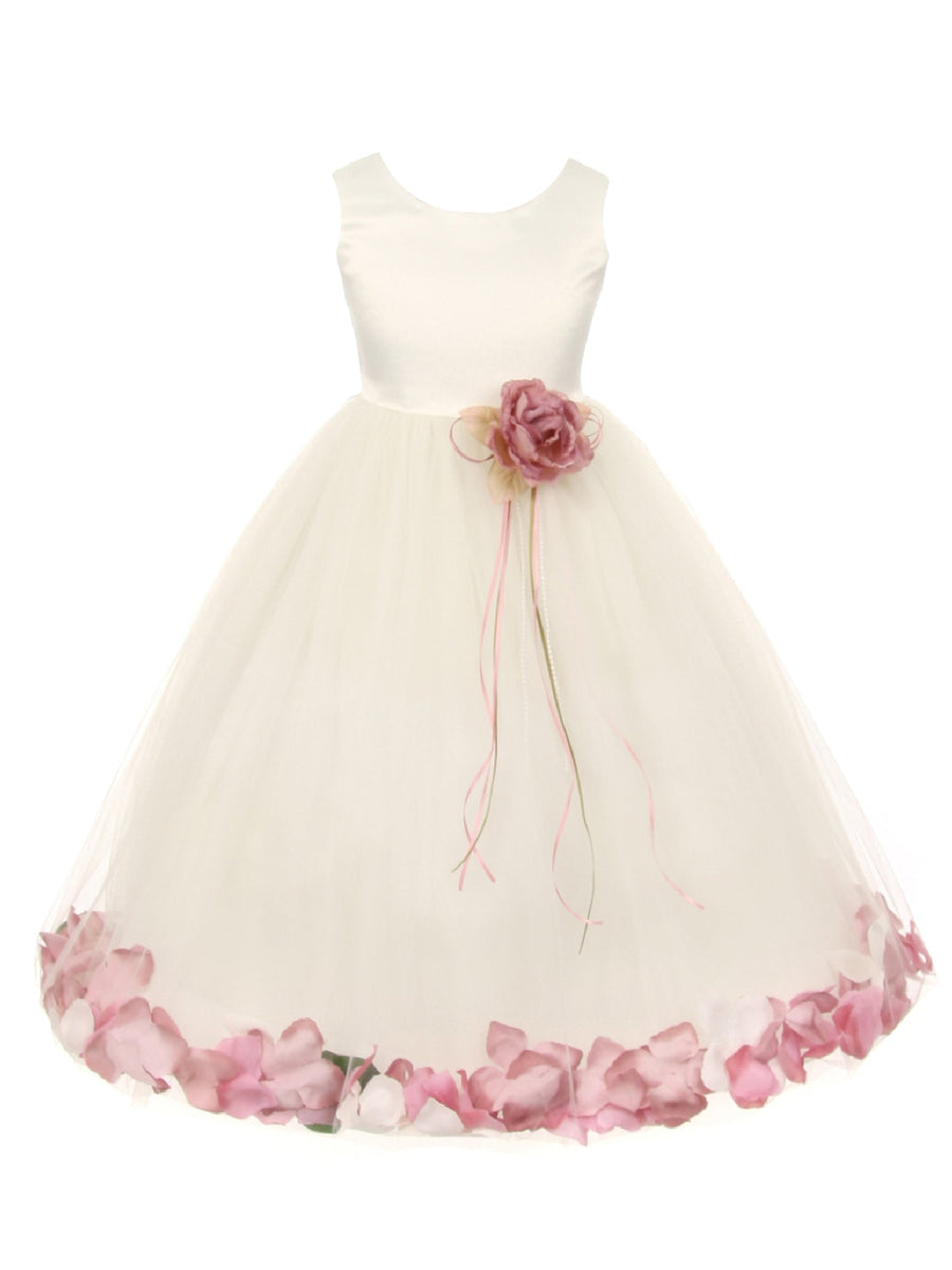 Big Girls Ivory Without Sash Petal Junior Bridesmaid Plus Size Dress 16.5-20.5