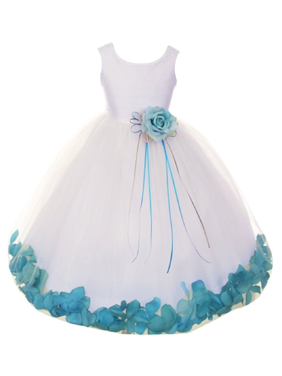 Big Girls White Without Sash Petal Junior Bridesmaid Plus Size Dress 16.5-20.5