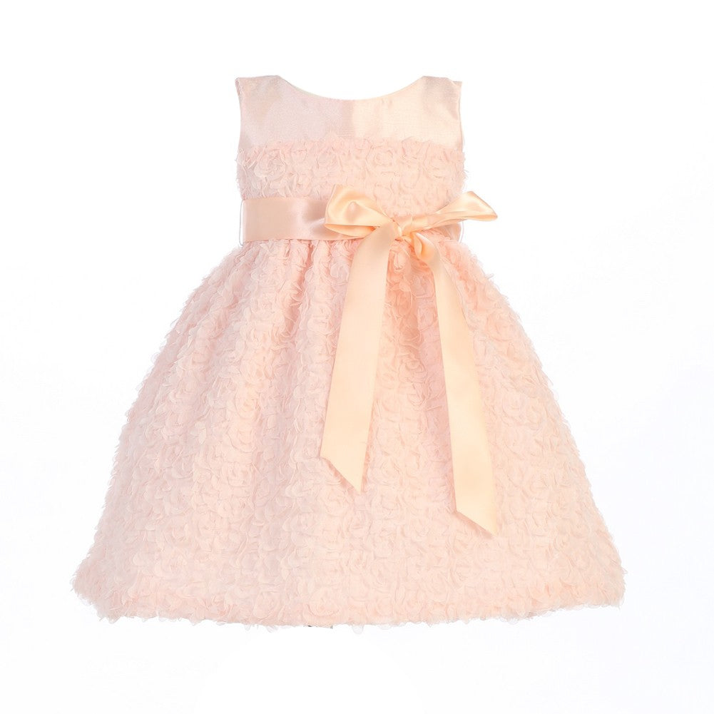 Little Girls Peach Chiffon Flowers Tulle Special Occasion Easter Dress 2T-6