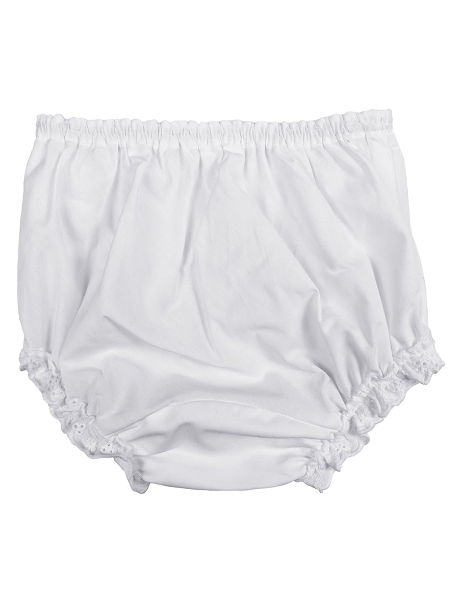 Baby Girls White Embroidered Eyelet Edging Elastic Bloomer Diaper Cover NB-XL