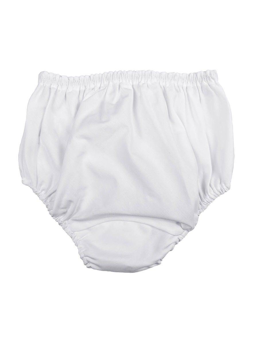 Baby Girls White Elastic Bloomer Diaper Cover NB-XL