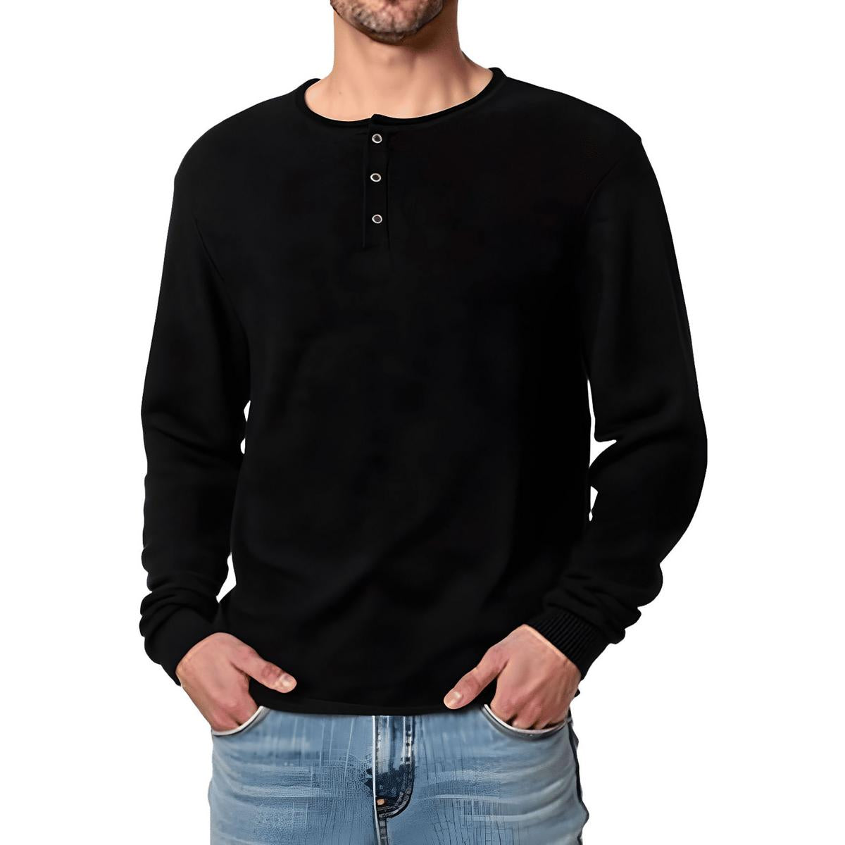 Knit Cotton Henley Shirt