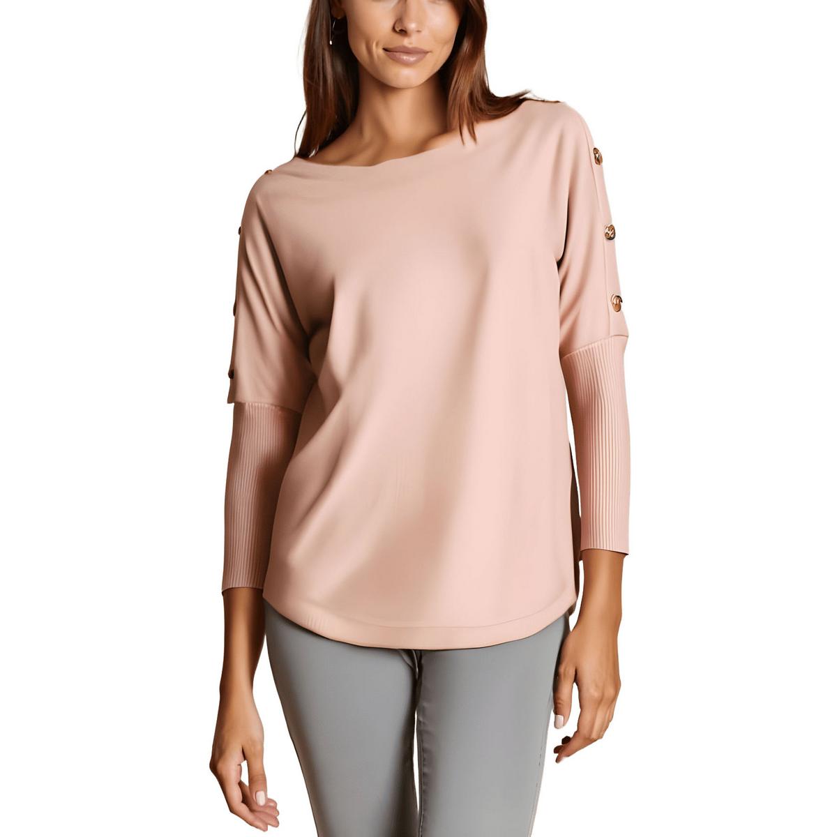 Buttoned Wide Neck Pullover Top