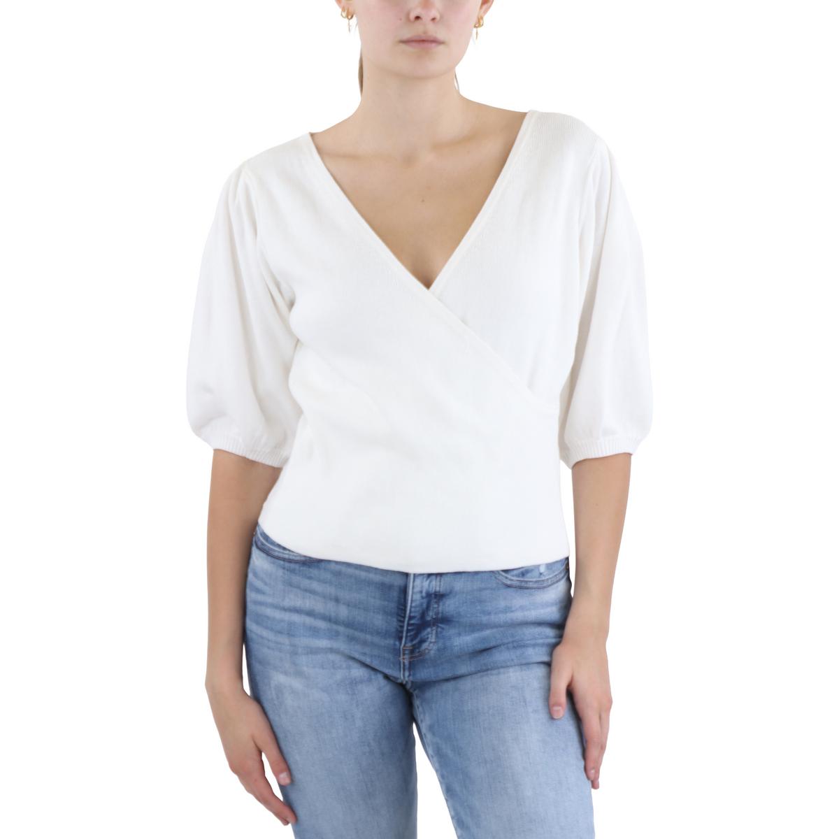 Fitted Ribbed Knit Wrap Top