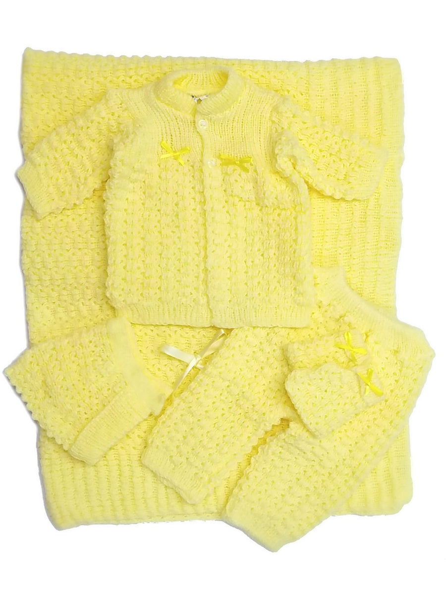 Unisex Baby Multi Color Blanket Mittens Pants Sweater Set Newborn