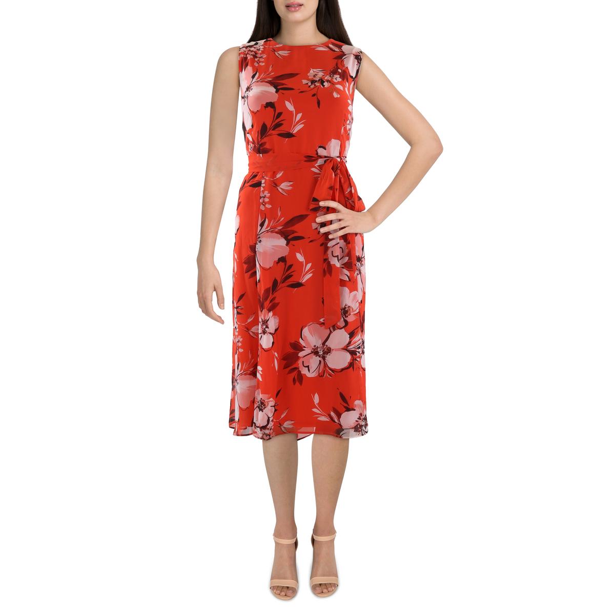 Floral Print Sleeveless Midi Dress