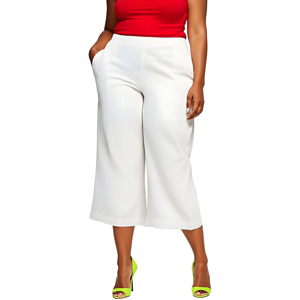 Plus Pocket Linen High-Waisted Pants