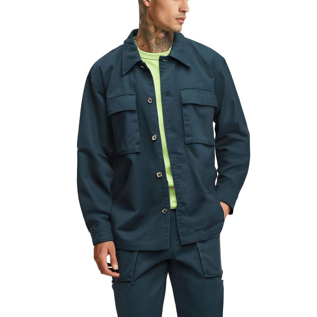 Solid Cuff Sleeve Western Shirt