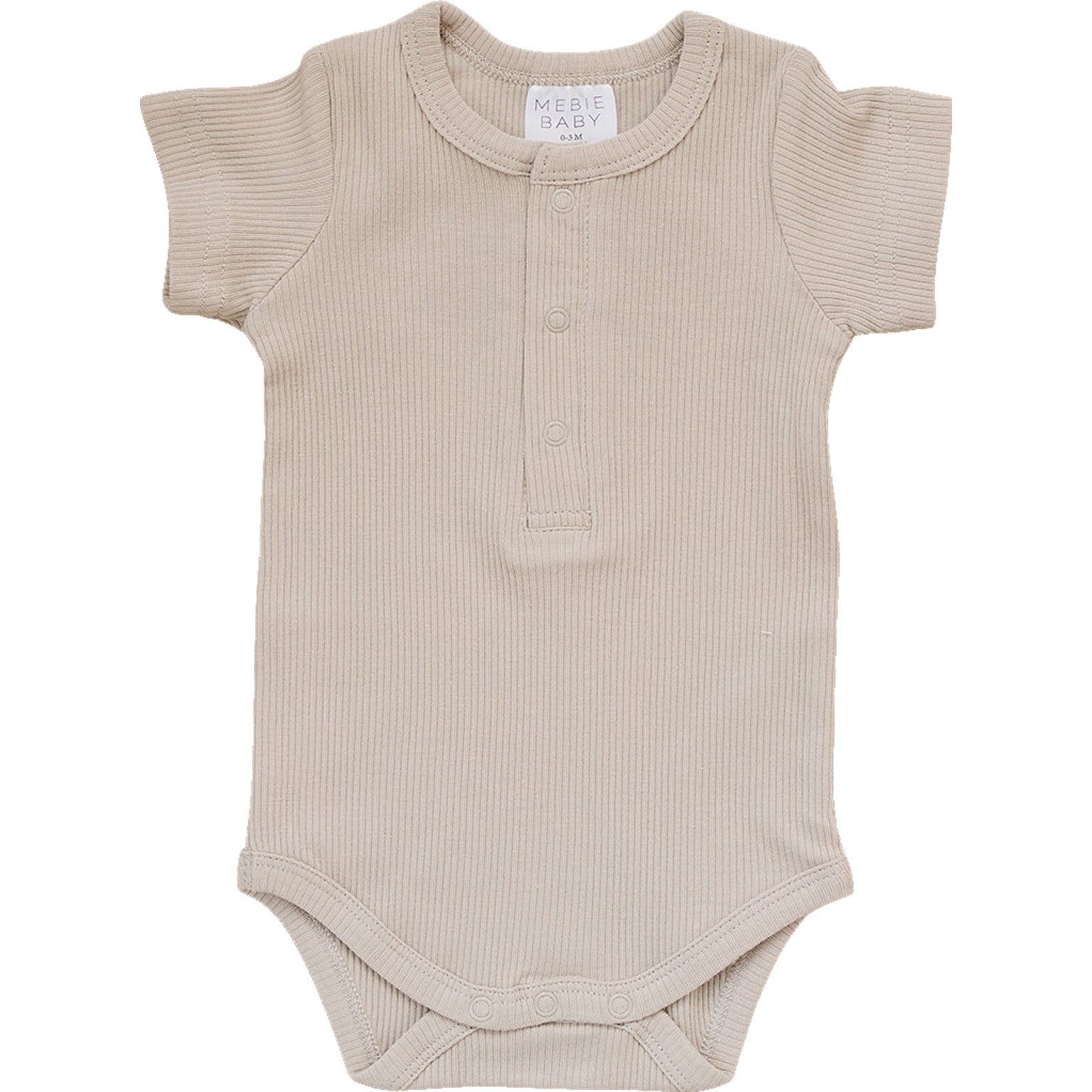 Mebie Baby Oatmeal Organic Cotton Ribbed Snap Short Sleeve Bodysuit