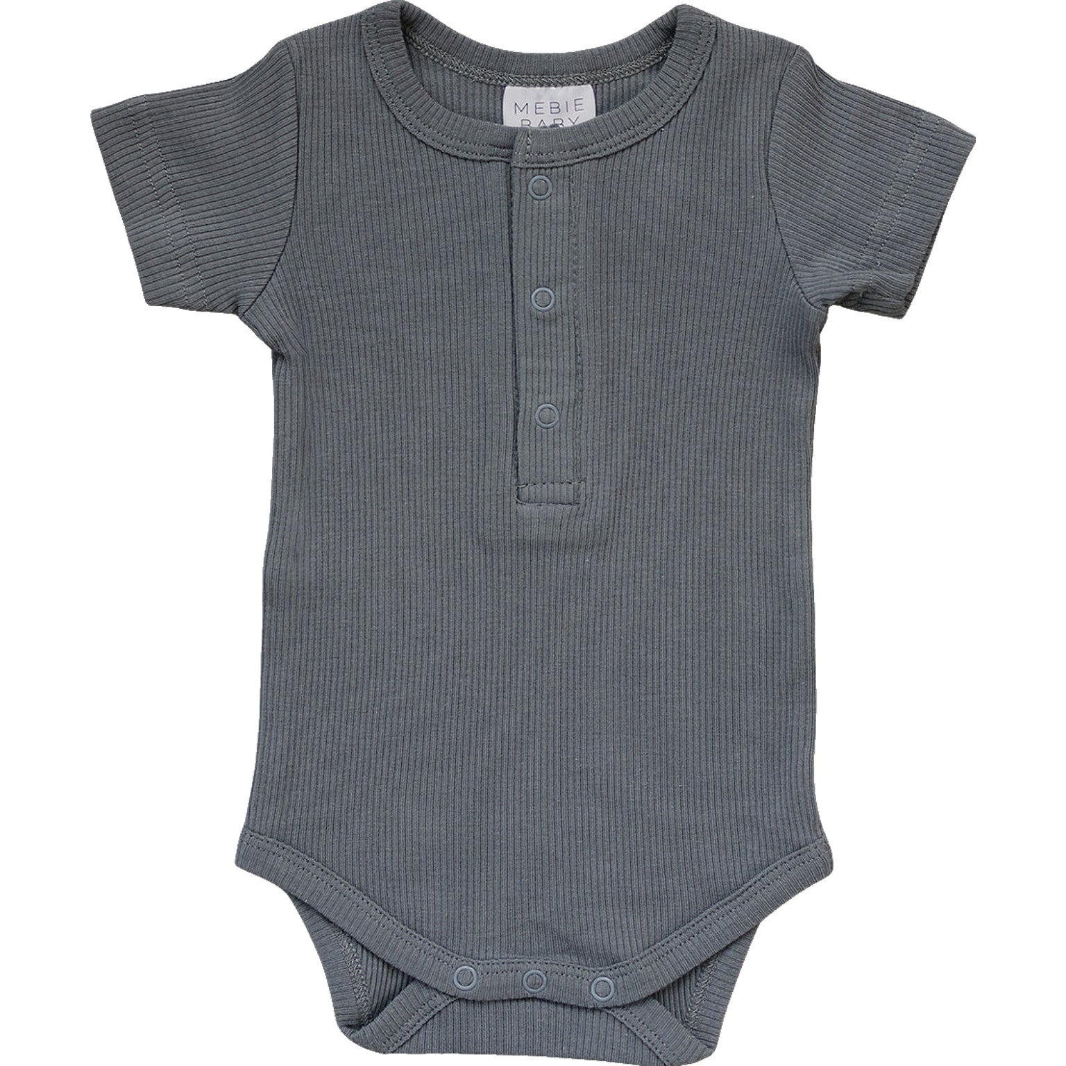 Mebie Baby Grey Organic Cotton Ribbed Snap Bodysuit