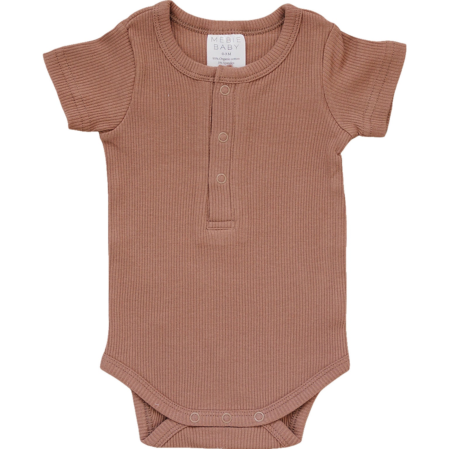 Mebie Baby Dusty Rose Organic Cotton Ribbed Short Sleeve Bodysuit Onesie with Snaps