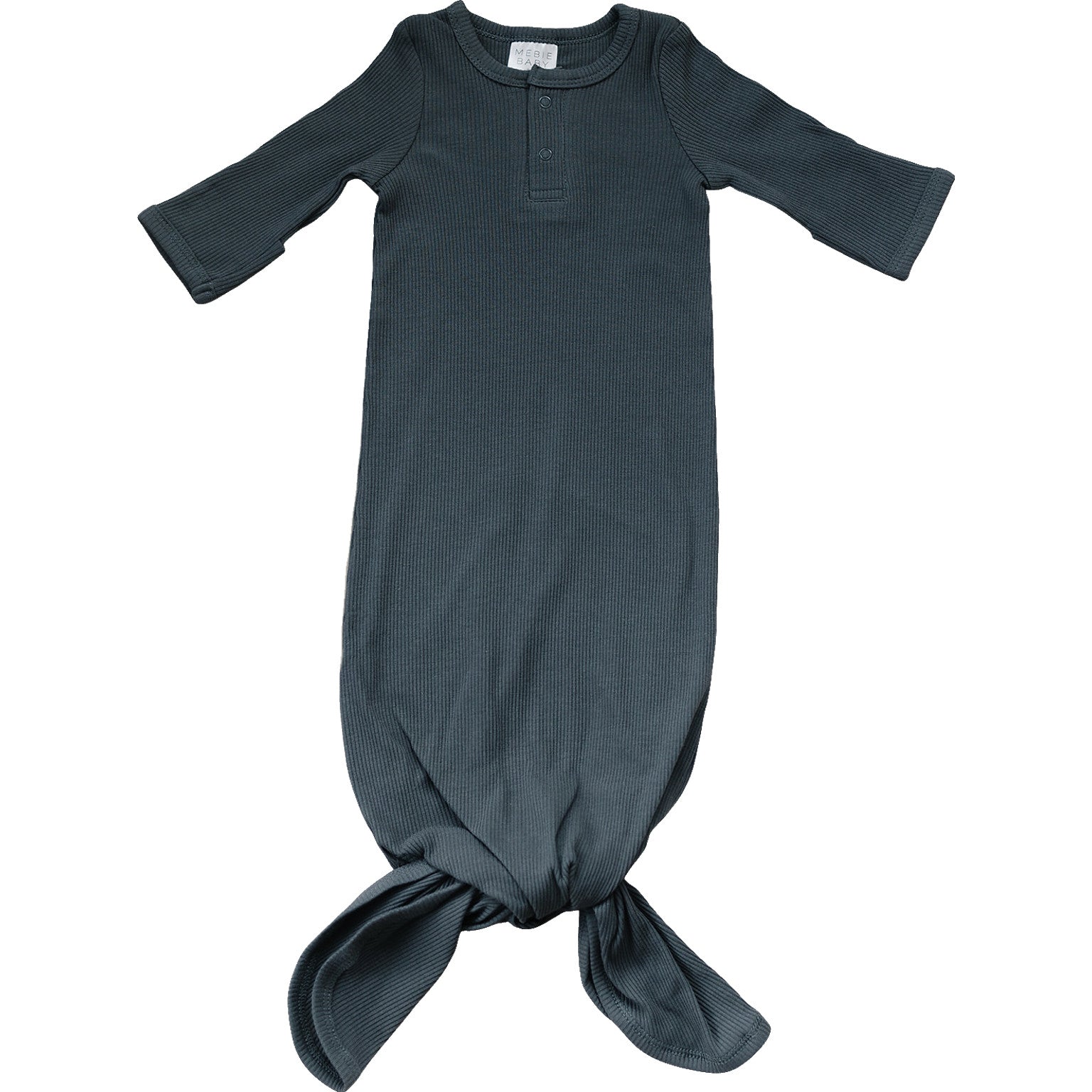 Mebie Baby Organic Cotton Ribbed Knot Gown | Charcoal