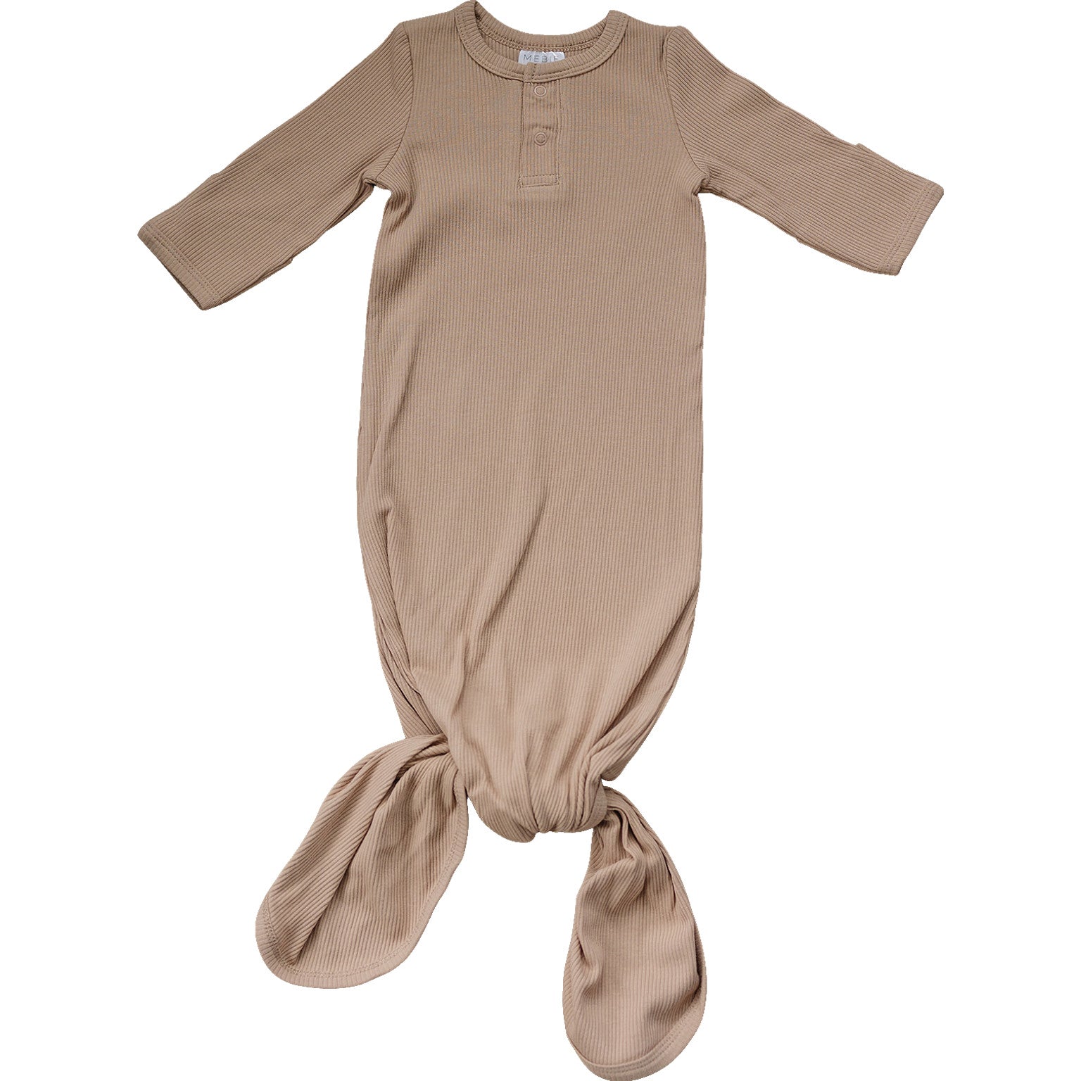 Mebie Baby Pale Pink Organic Cotton Ribbed Knot Gown