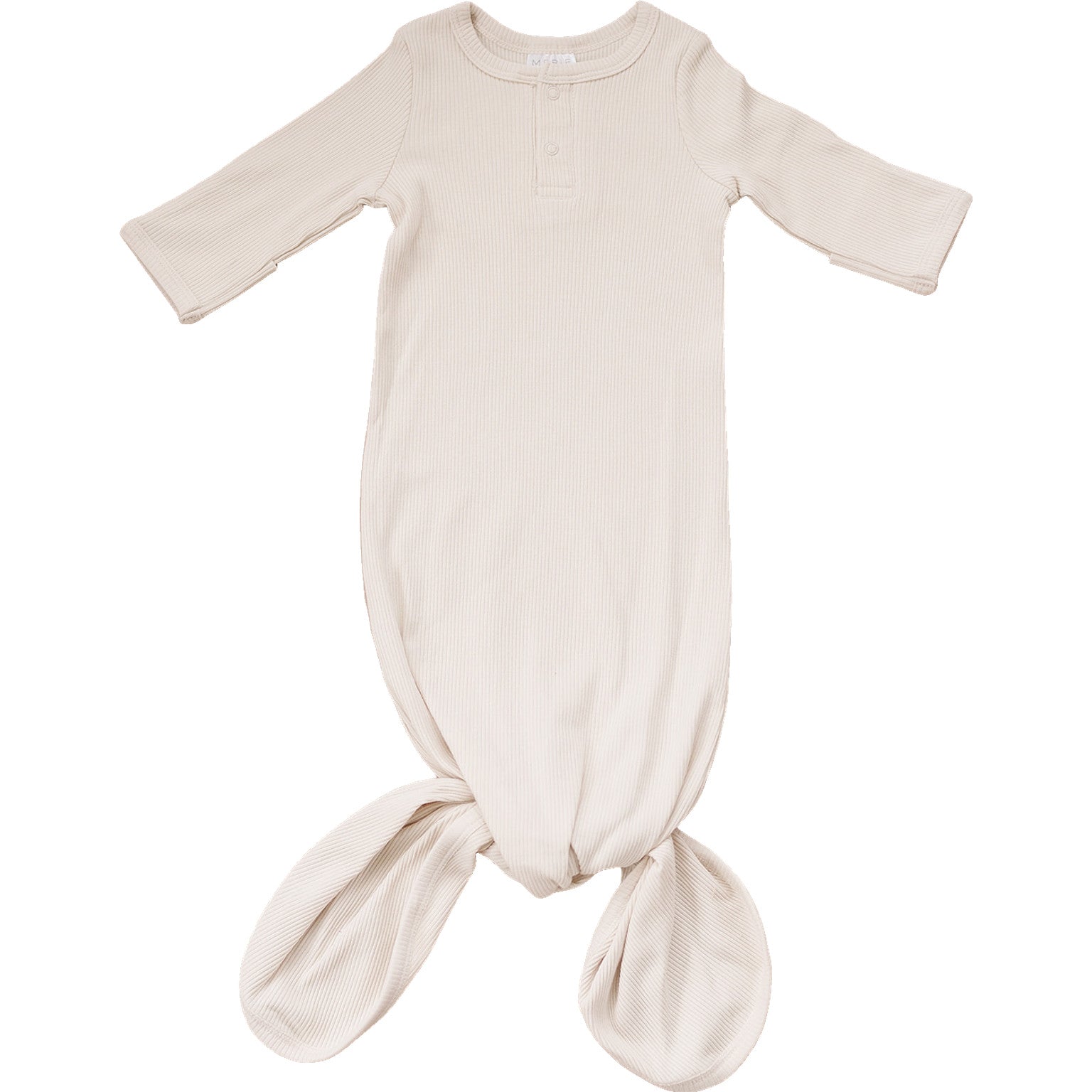 Mebie Baby Vanilla Organic Cotton Ribbed Knot Gown