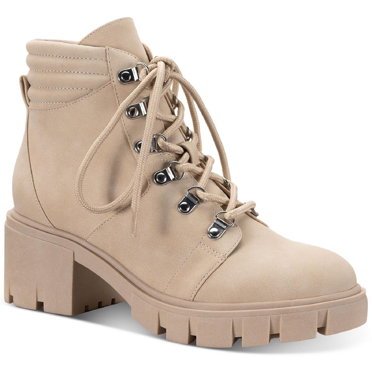 Ruthee Faux Leather Round Toe Ankle Boots