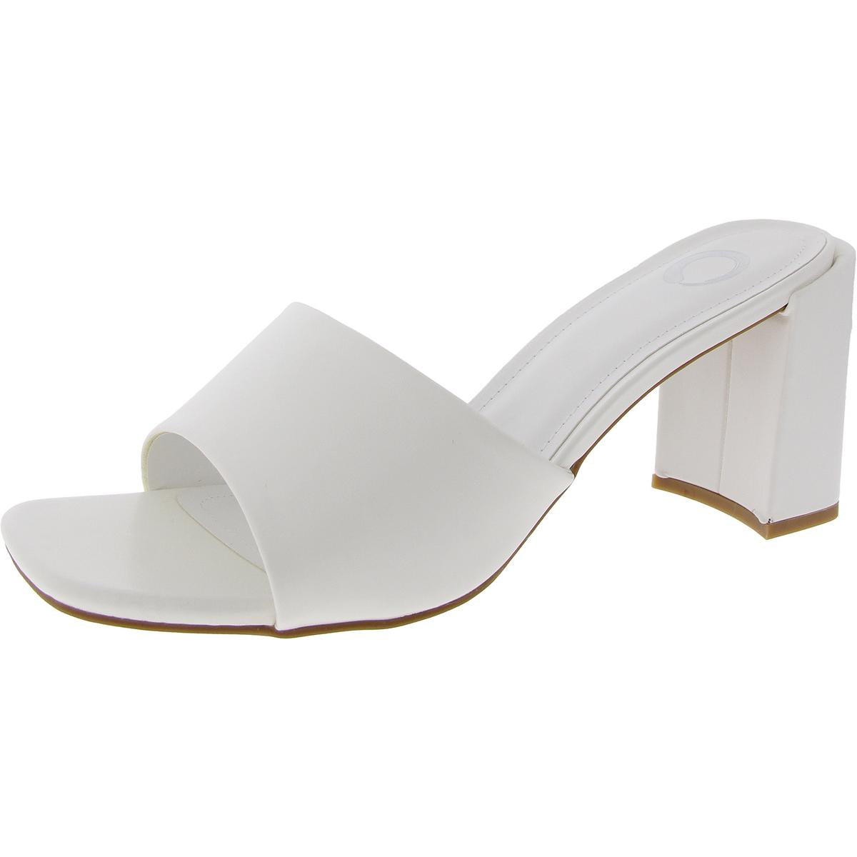 Open Toe Faux Leather Block Heels