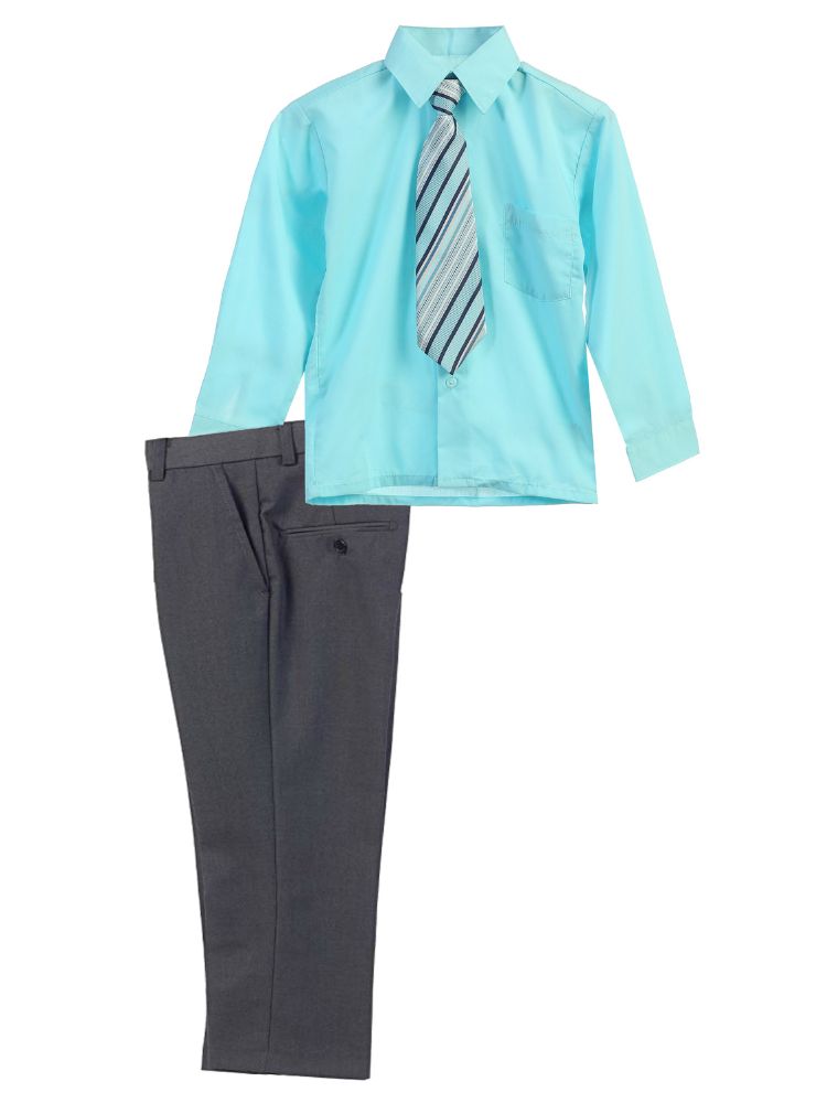 Little Boy's 3 Piece Dress Shirt Tie Pants Formal Outfit, Sizes 2T-7