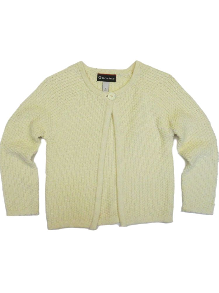 Baby Girls Ivory Sweater Cardigan Swing Knit Long Sleeve, Sizes 12M-24M