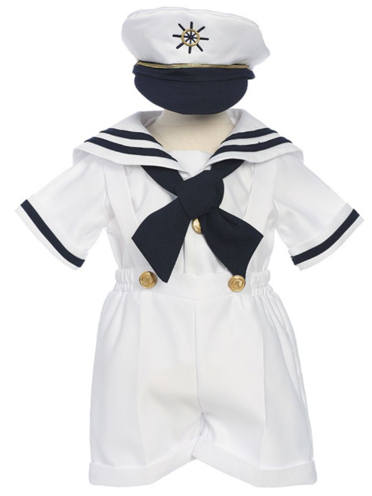 Rafael Baby Toddler Boys Bow Accent Nautical Costume Cap Outfit Set, Sizes 3 Months-4T