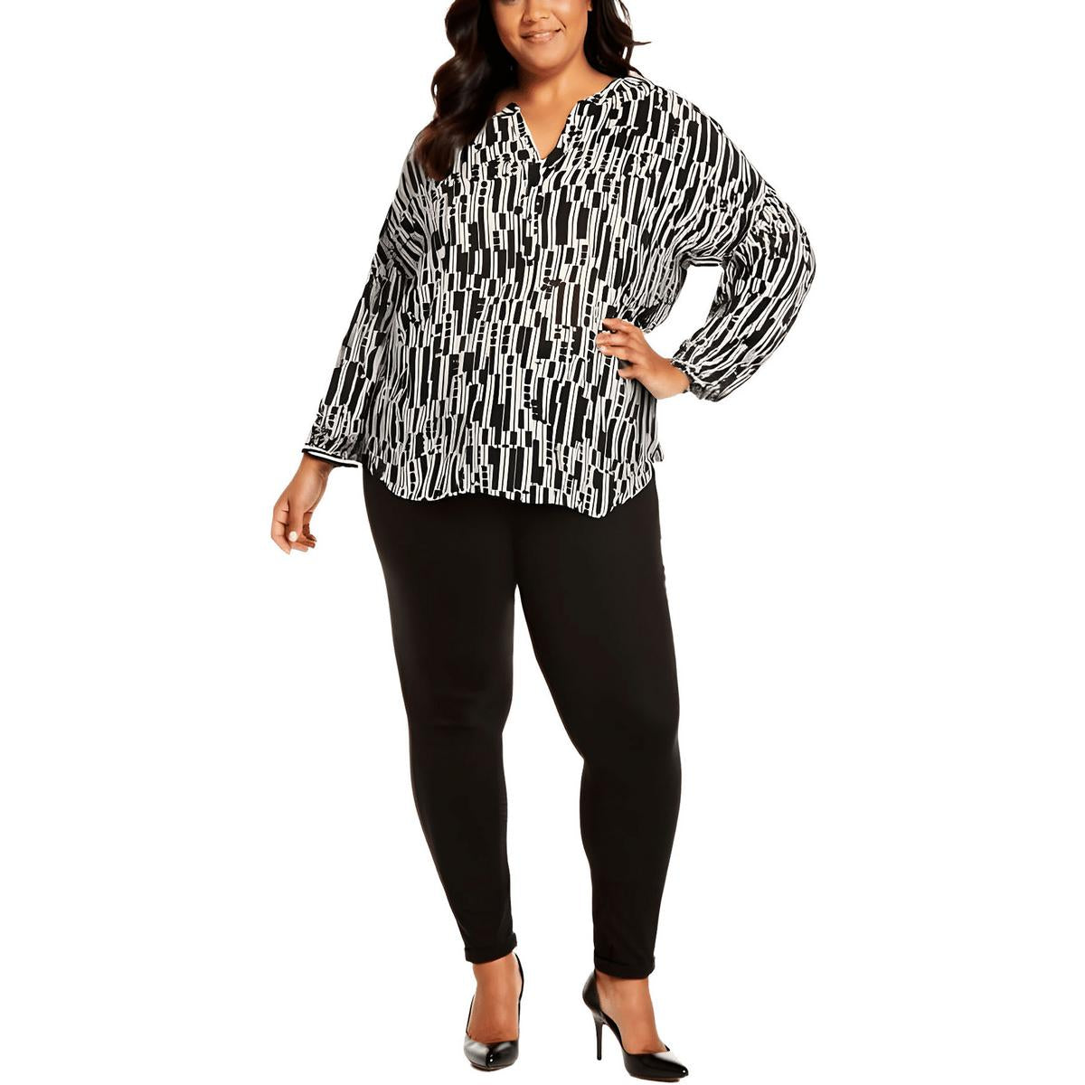 Plus Paulina Printed Peasant Top