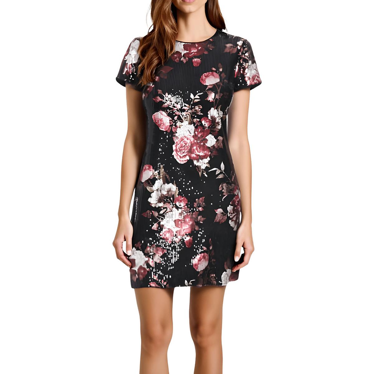 Plus Sequined Mesh Shift Dress