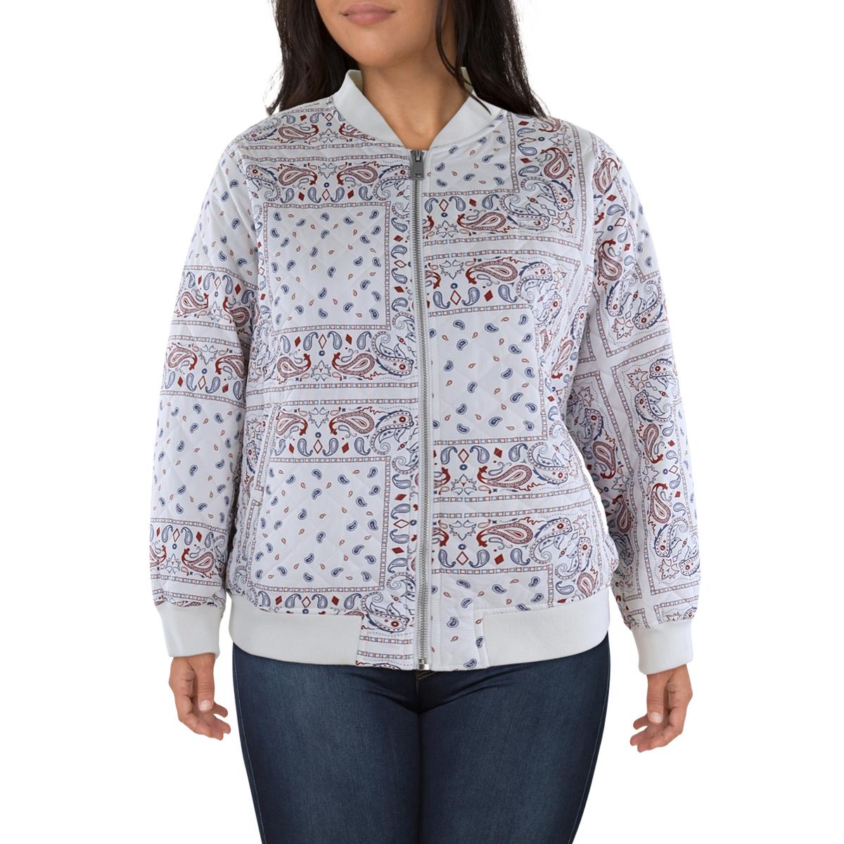 Plus Printed Quilted Bomber Jacket