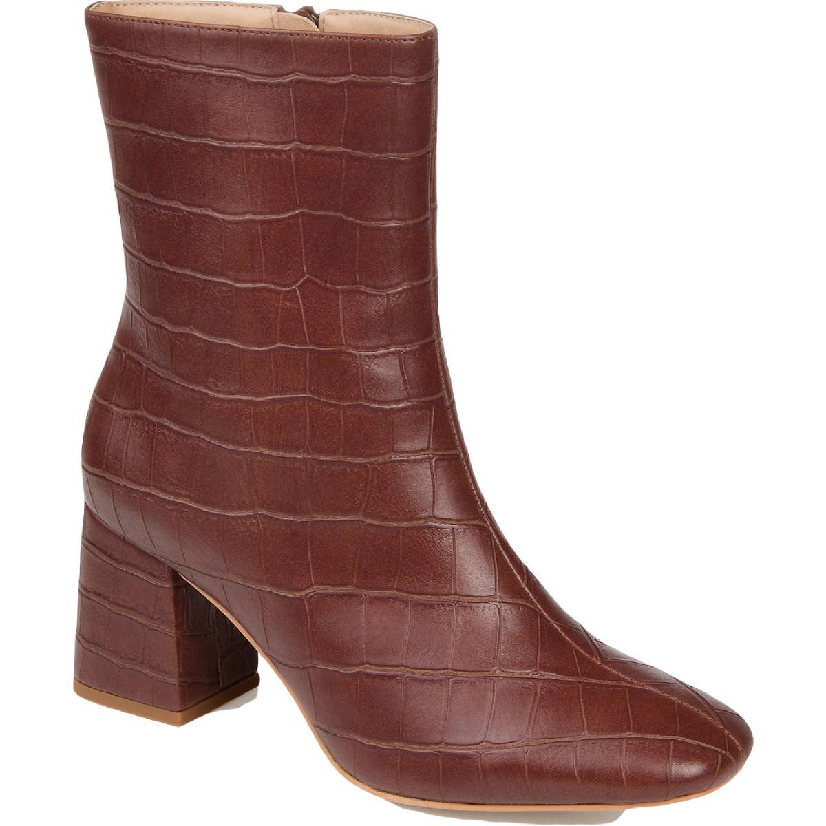 Trevi Faux Leather Croco Print Ankle Boots