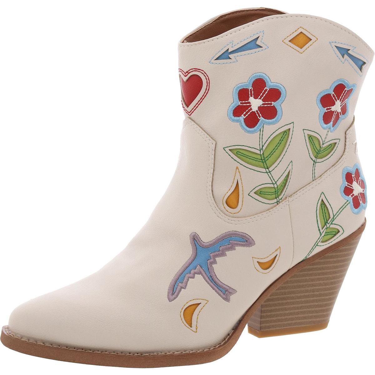 Roslyn Flower Faux Leather Cut Out Cowboy, Western Boots