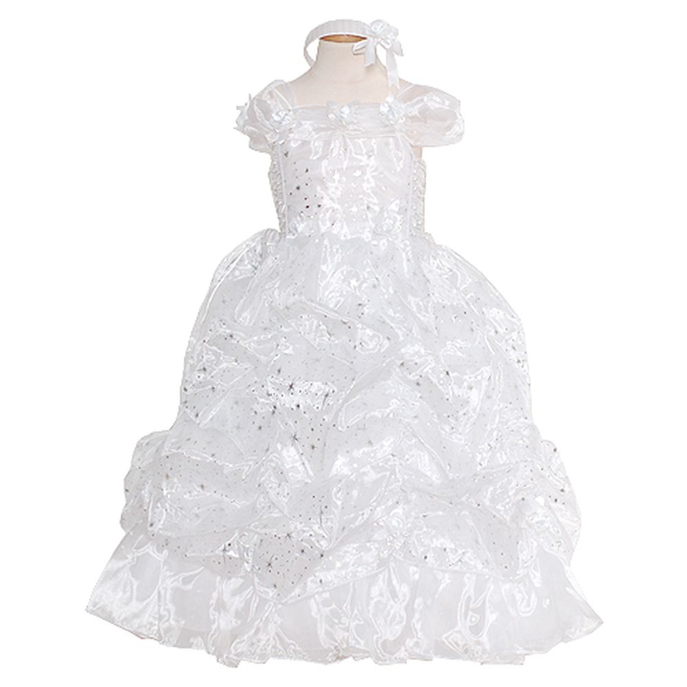 White Sparkling Stars Pageant Dress Toddler Girls 2T-10
