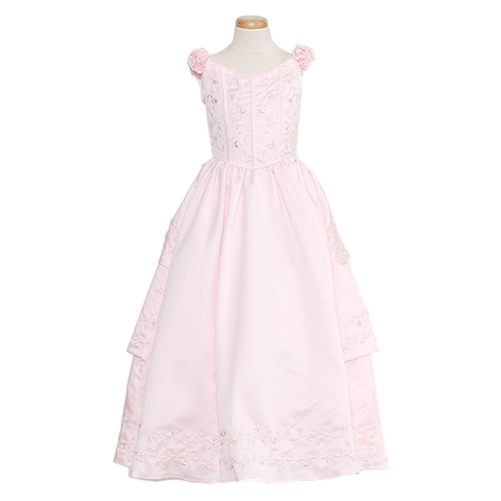 Pink Bridal Satin Adjustable Corset Dress Little Girl 2T-20