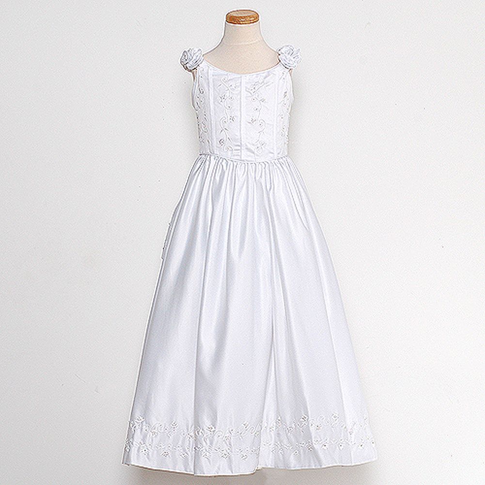 White Bridal Satin Adjustable Corset Dress Little Girl 2T-20