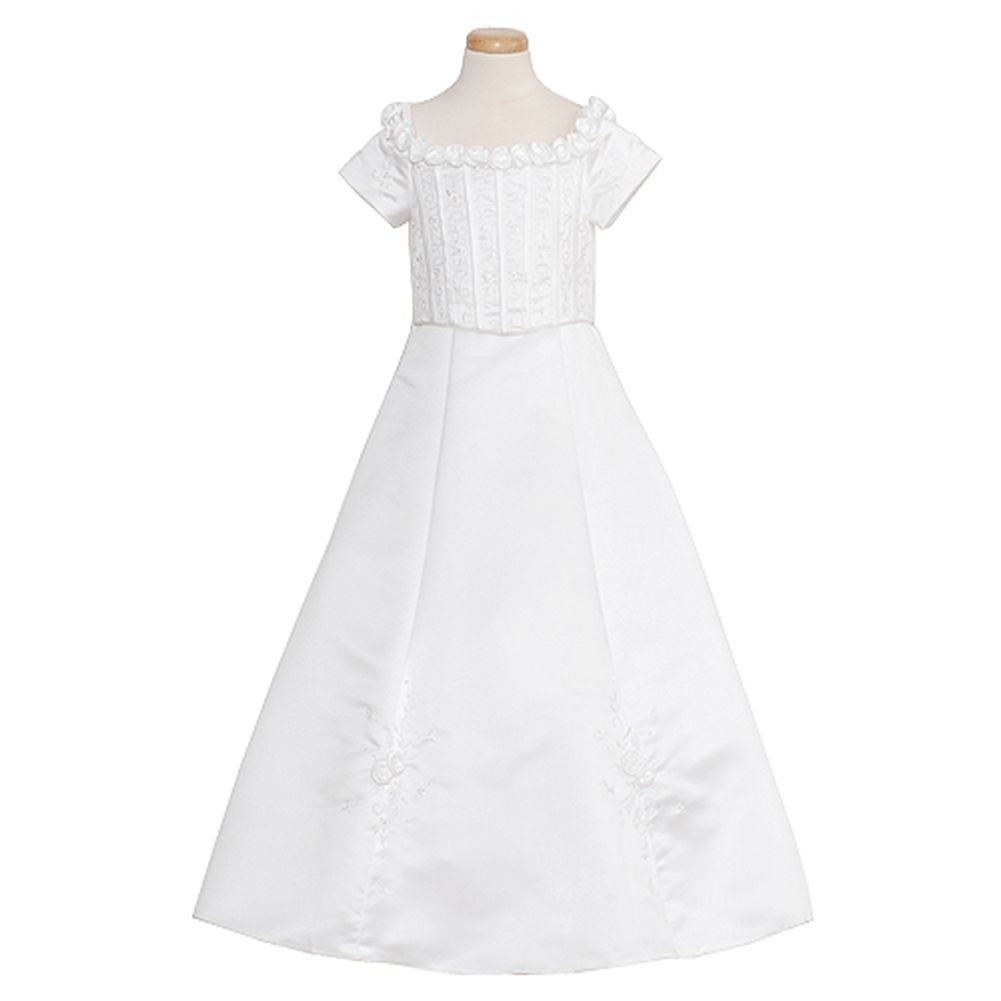 White Floral Off Shoulder Special Occasion Dress Girls 2T-18