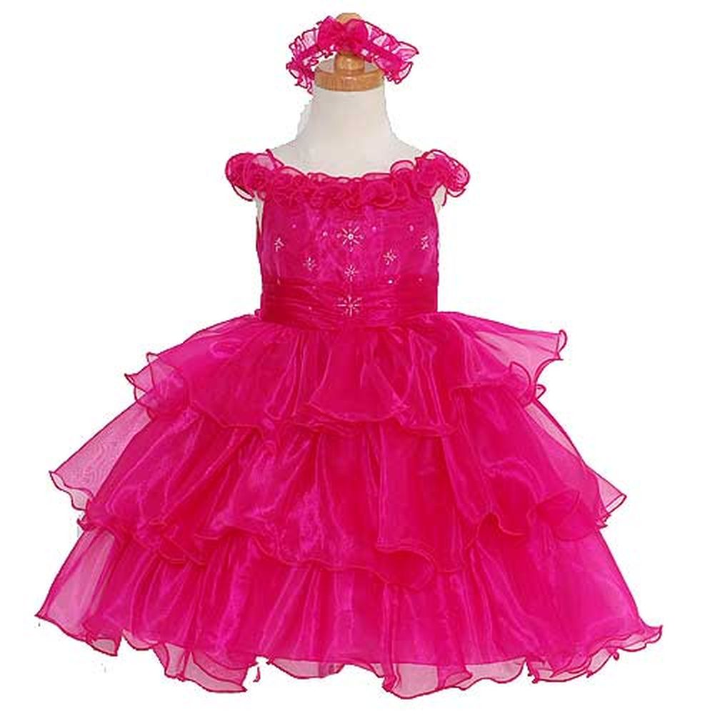 Pink Organza Off Shoulder Flower Girl Dress Girls 6M-4T