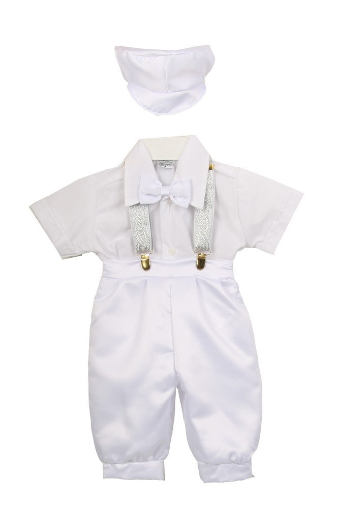 Little Boys White Satin Shorts Cotton Shirt Baptism Outfit Set 2-4