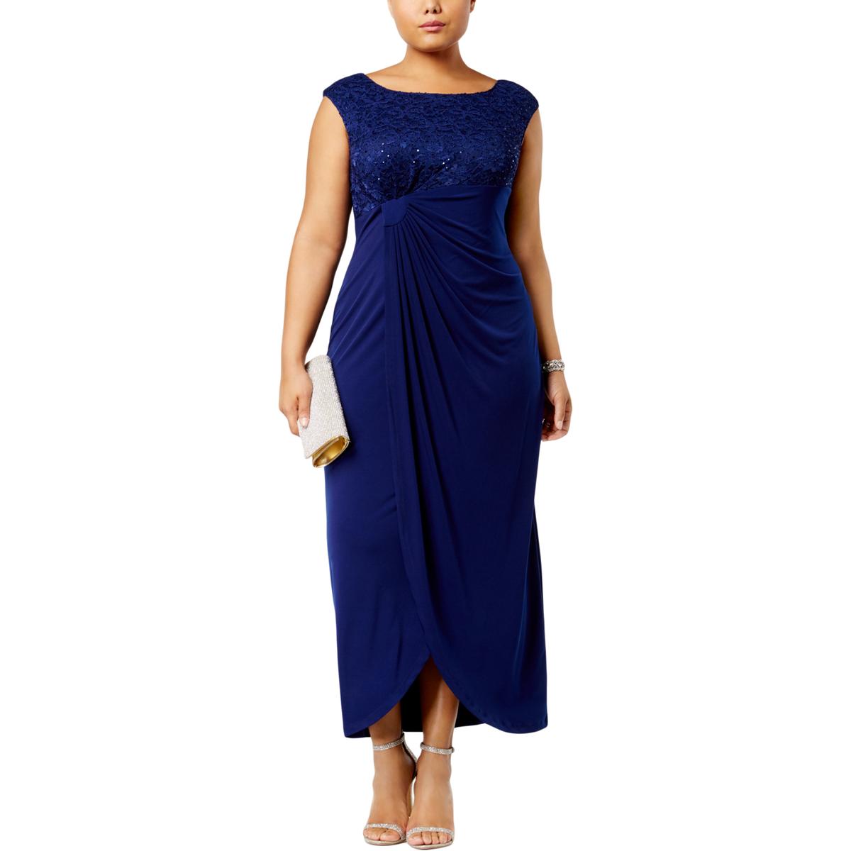 Plus Sequin Lace Evening Dress