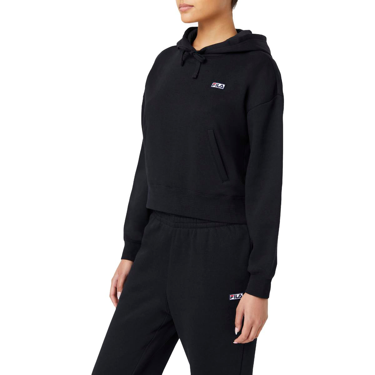 Marina Cropped Fleece Drawstring Pullover Hoodie