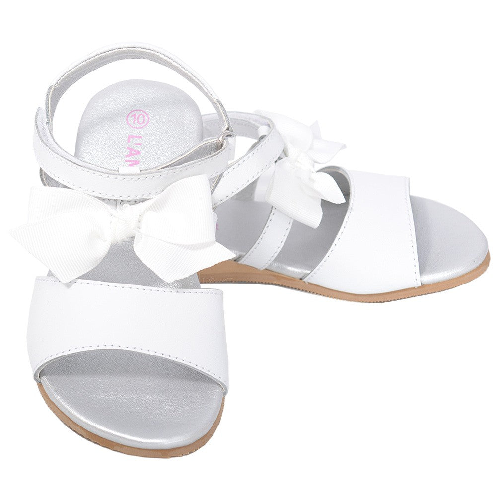 White Bow Straps Spring Summer Sandals Little Girls 11-4