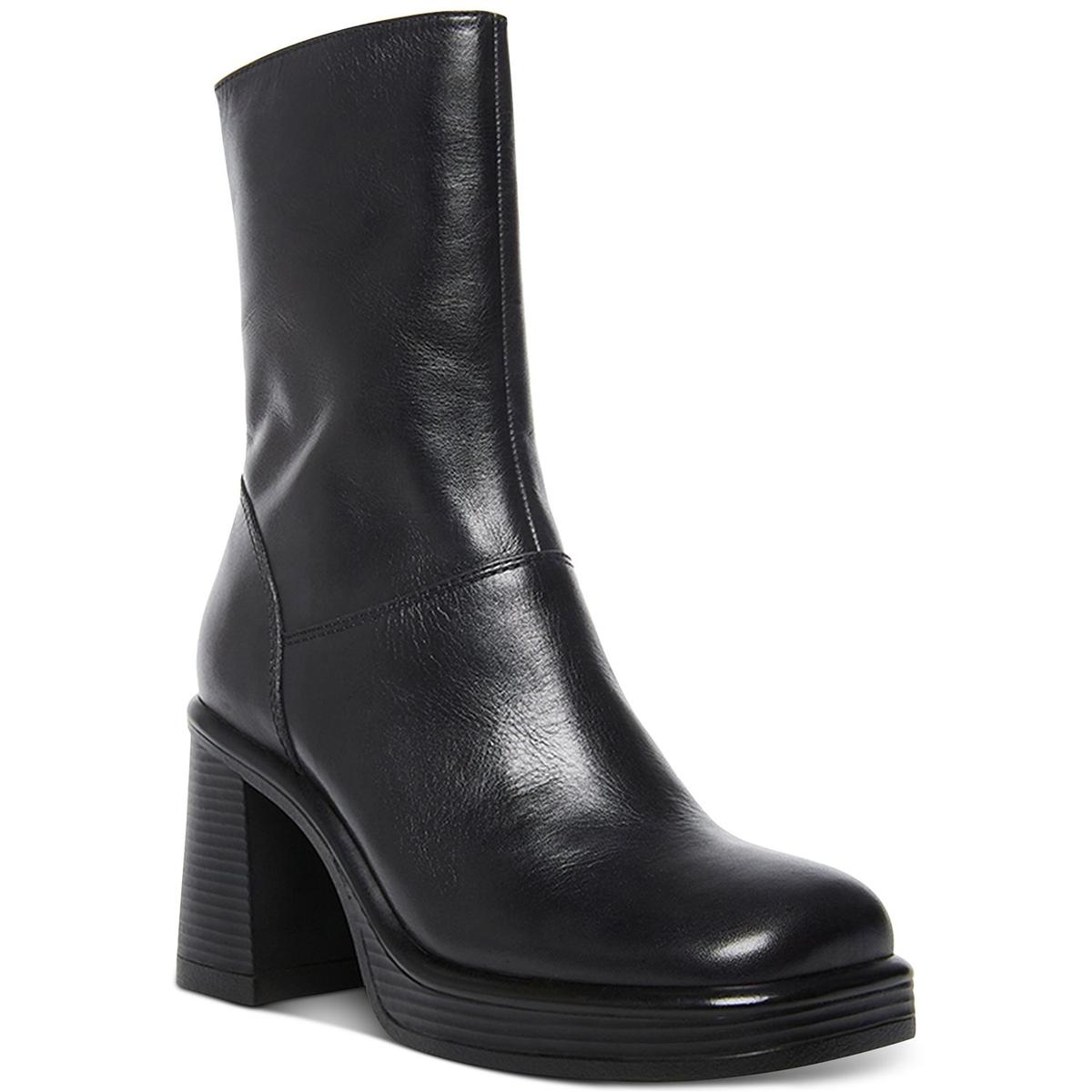Fantsie Leather Square Toe Mid-Calf Boots