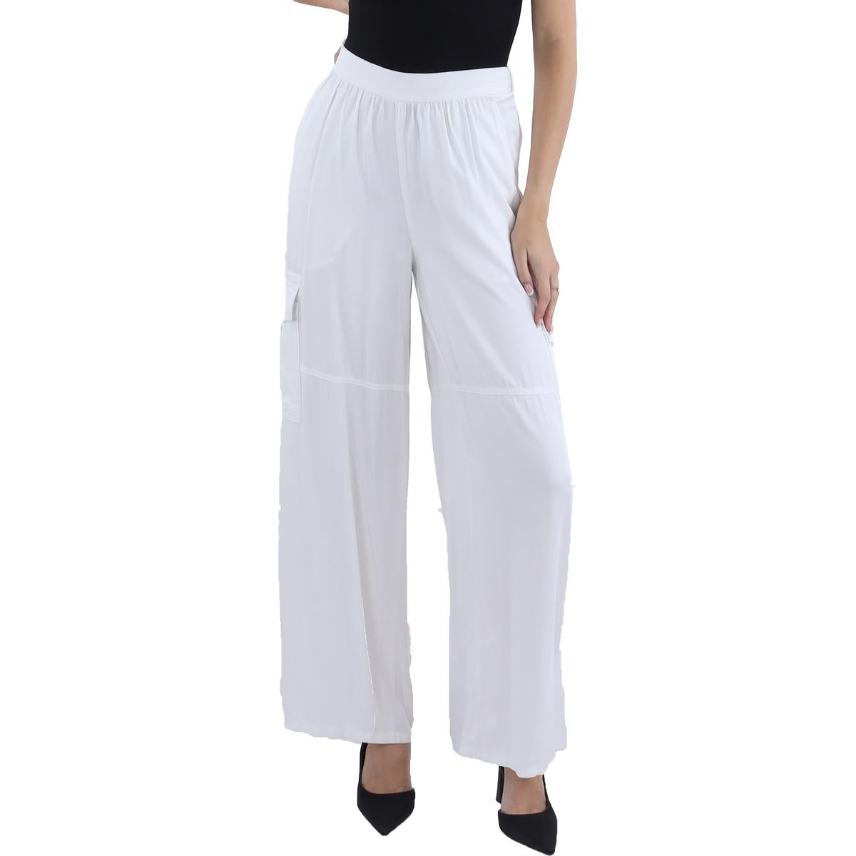 Twill Pull On Wide Leg Pants