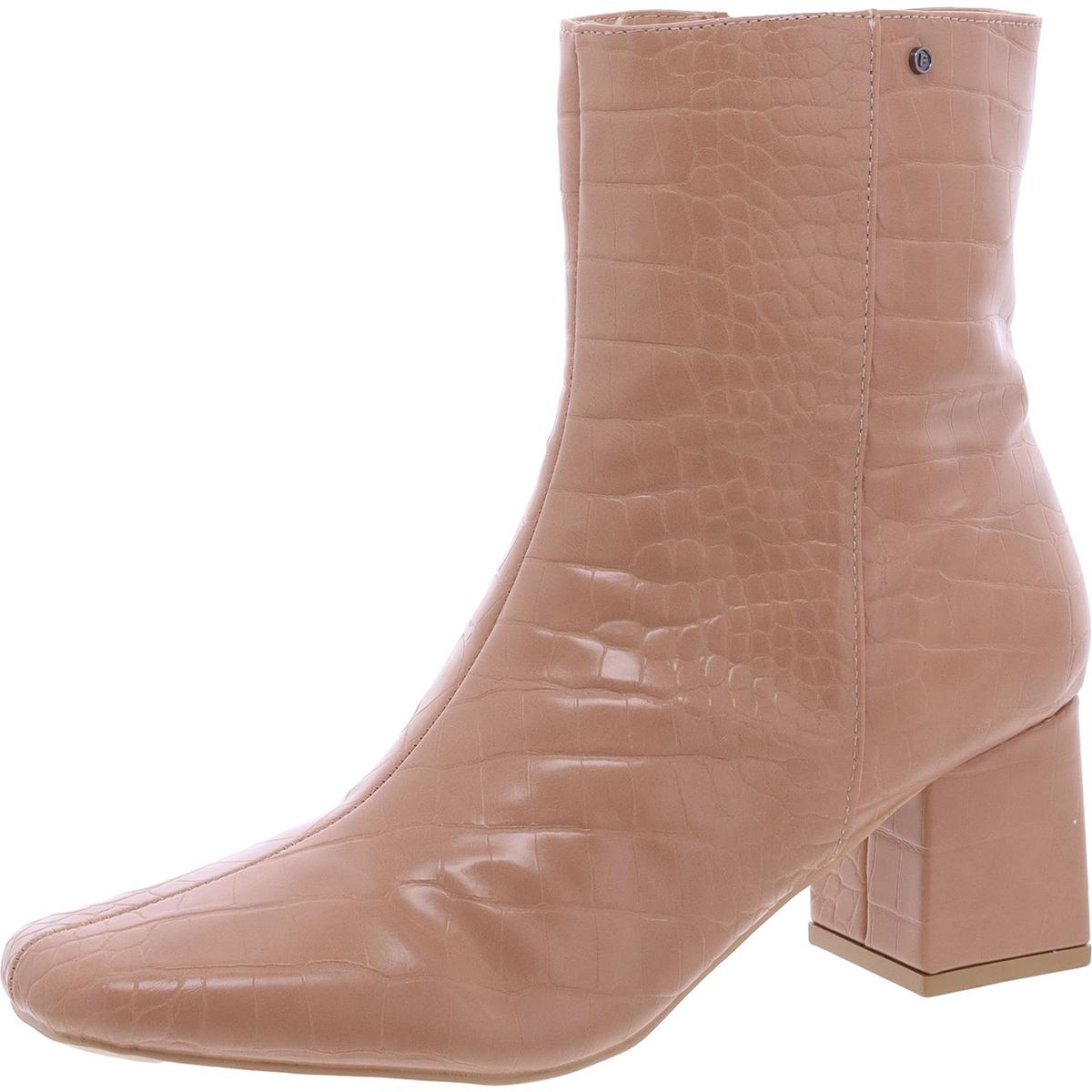 Faux Leather Square Toe Booties