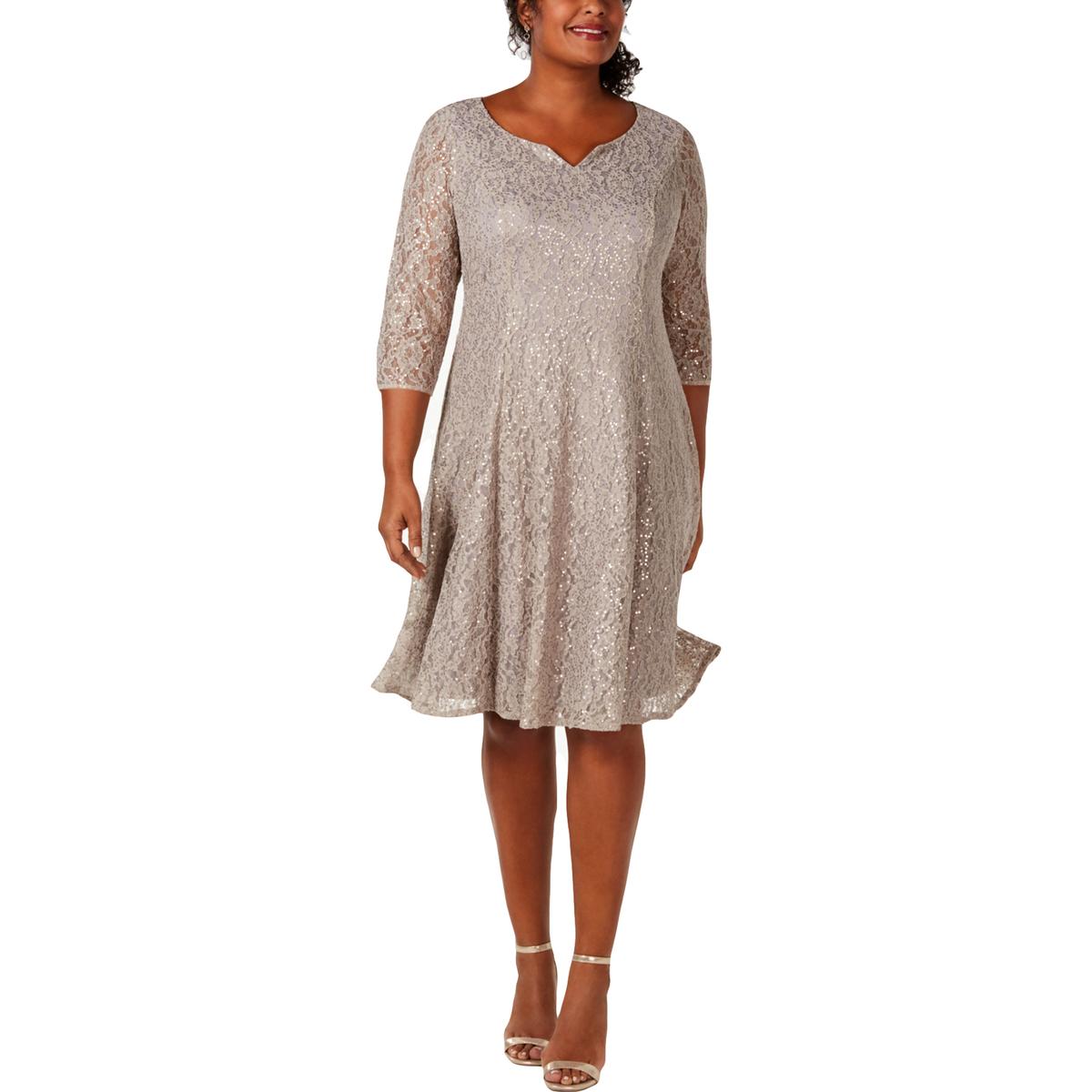 Plus Sequined Lace Cocktail And Party Dress
