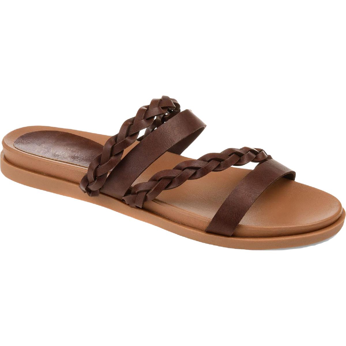 Colette Faux Leather Slip On Flat Sandals