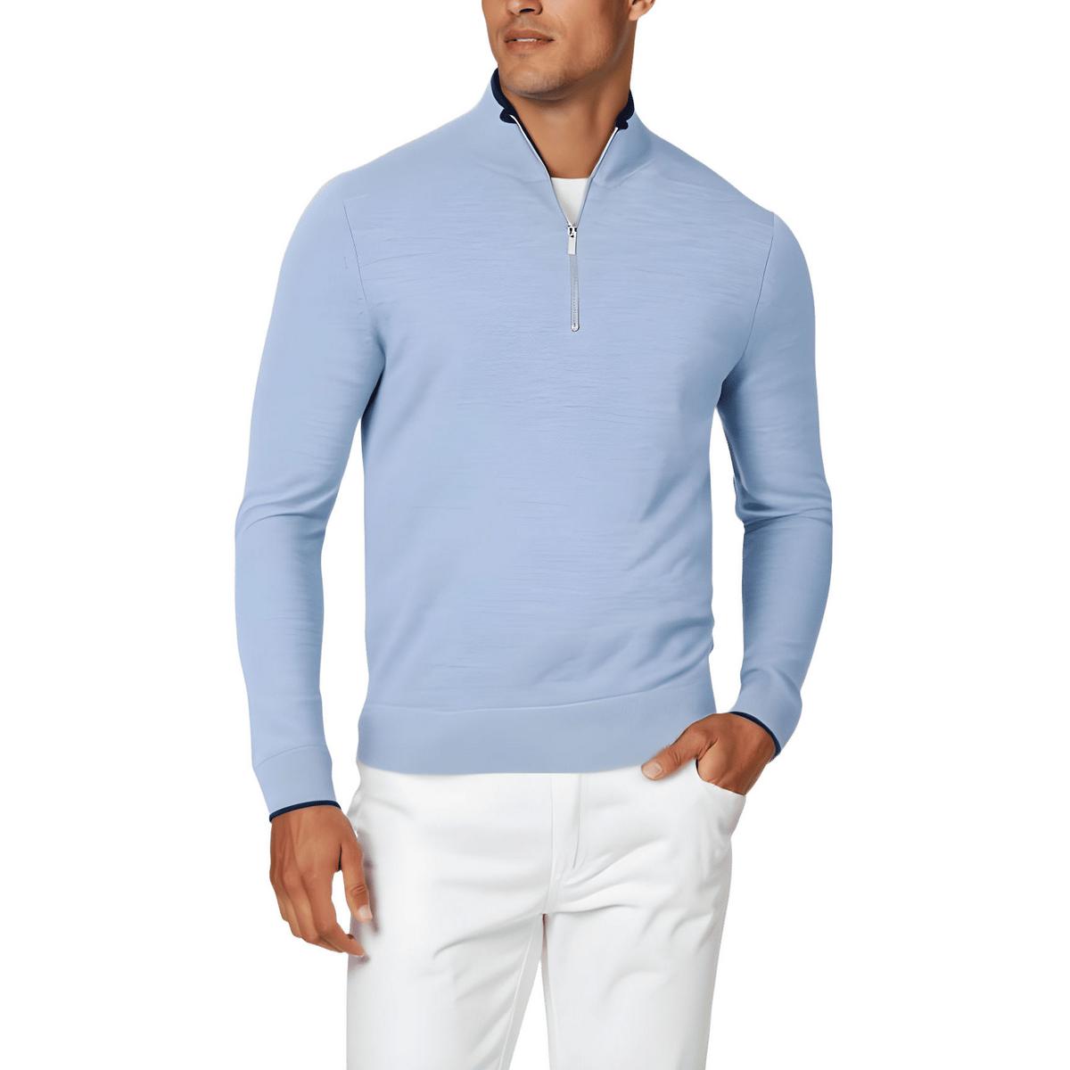 Zipper Extra Fine Merino Wool Mock Turtleneck Sweater