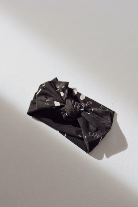 Bamboo Head Wrap | ff Charcoal & White Smile