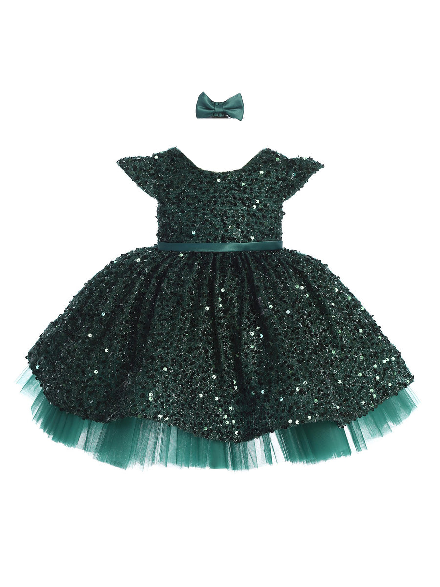 Baby Girls Multi Color Soft Sequin Adorned Flower Girl Dress 6-24M