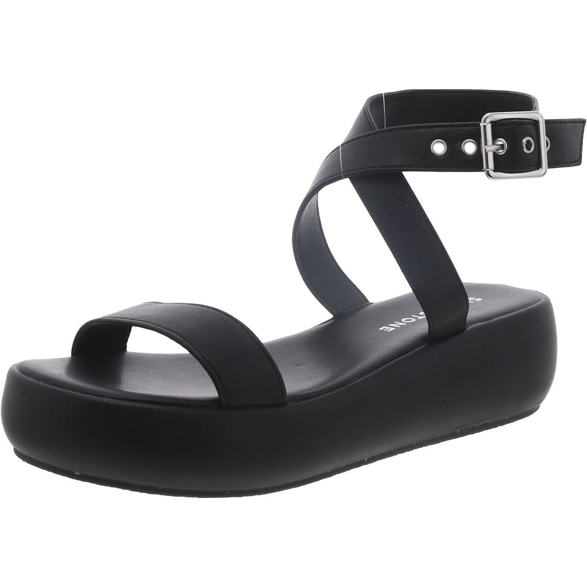 Simone Faux Leather Ankle Strap Platform Sandals